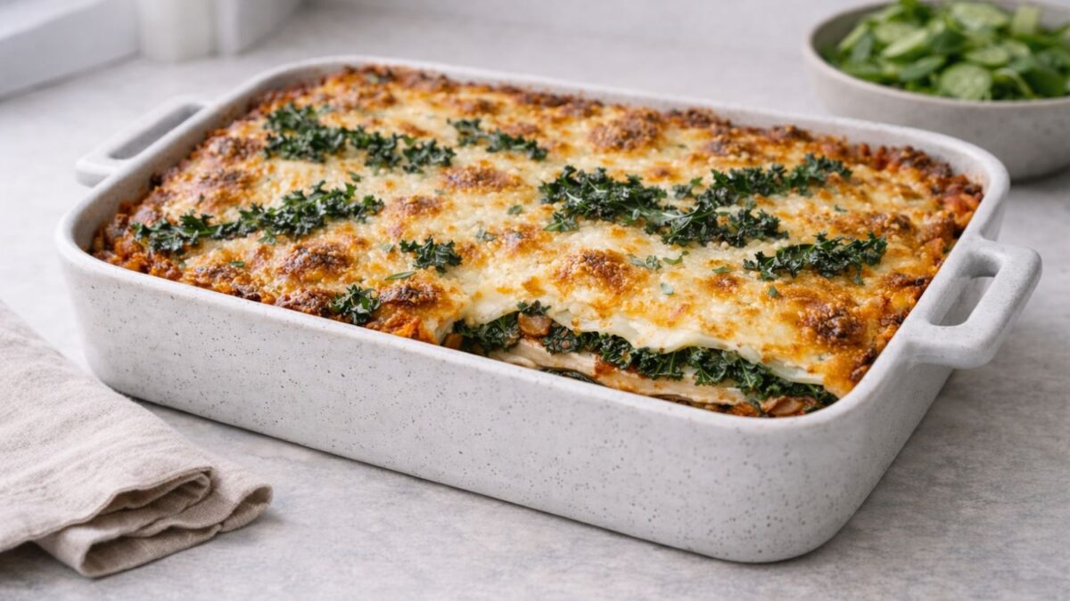 Lasagne med svartkål, svamp och ricotta