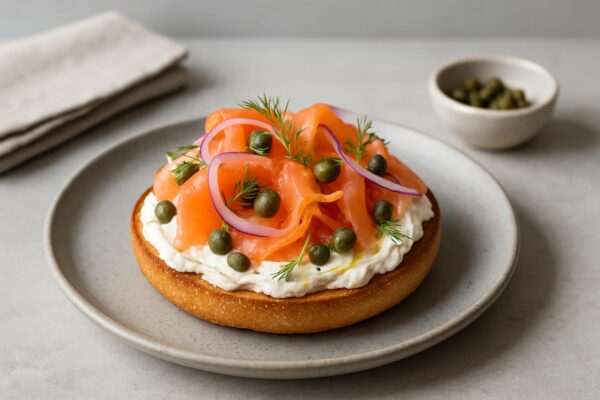 Bagel med lax och färskost