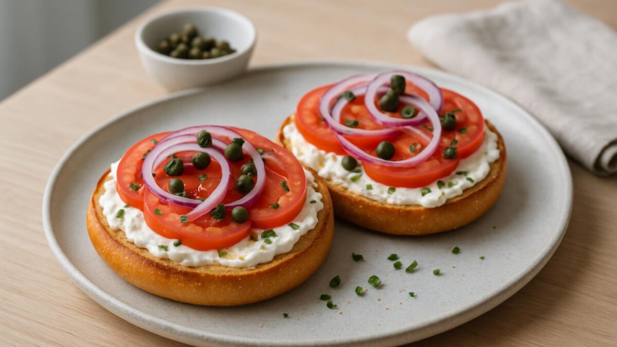 Bagels med cream cheese är en fräsch, krämig start på dagen