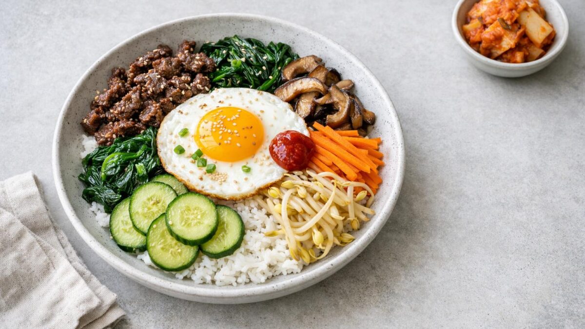Bibimbap ger en färgstark måltid som gör vardagen speciell.