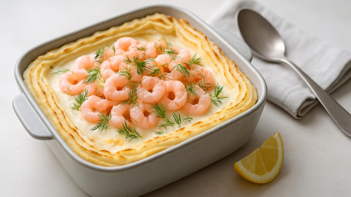 Fiskgratäng med räkor är den perfekta vardagsmiddagen för hela familjen