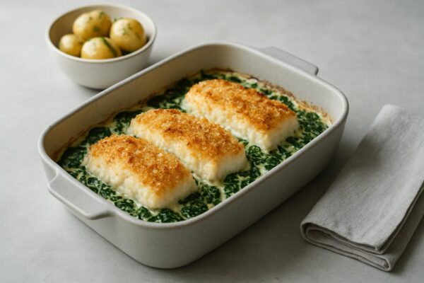 Gratinerad torsk med spenat