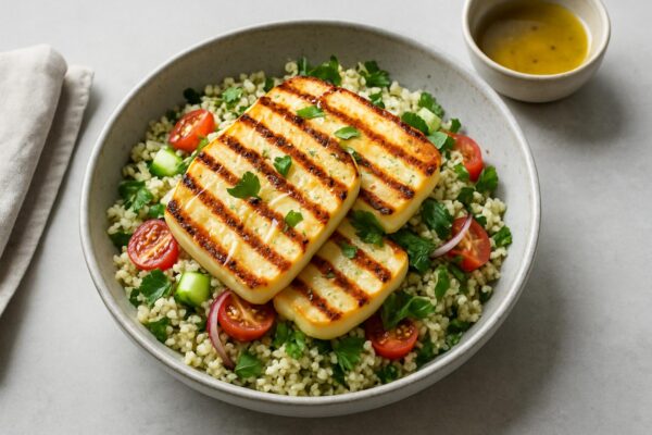 Grillad halloumi med bulgur