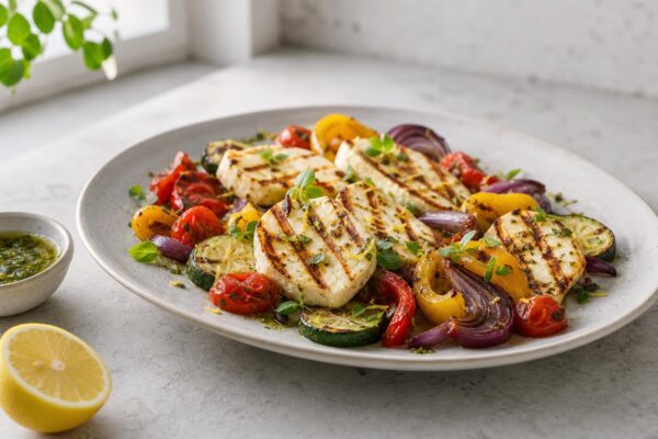 Grillad halloumi med grönsaker