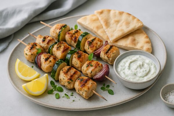 Grillspett med tzatziki