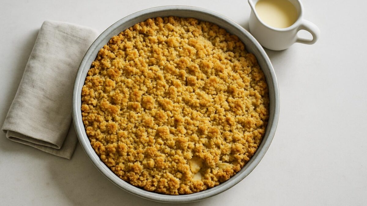 Klassisk äppelpaj – smulpaj med kanel, en perfekt fika hemma för alla.