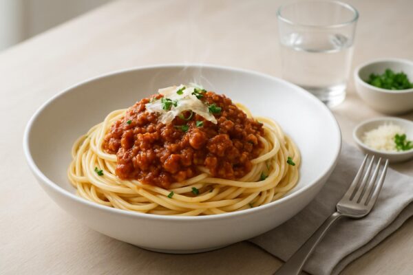 Klassisk köttfärssås med spaghetti