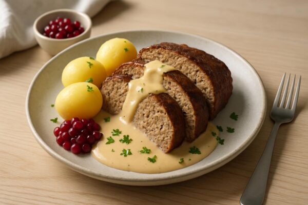 Köttfärslimpa med gräddsås