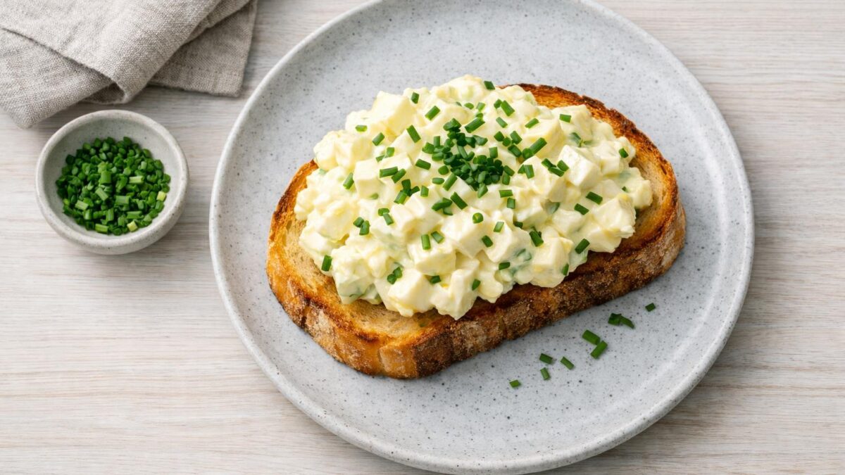 Krämig äggsallad med gräslök – en fräsch lunch för lata dagar.