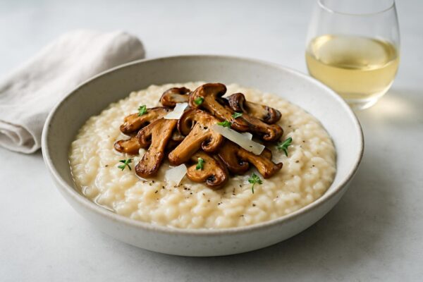 Krämig svamprisotto med parmesan och vitt vin