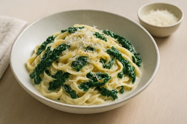 Krämig svartkålspasta med vitlök och citron