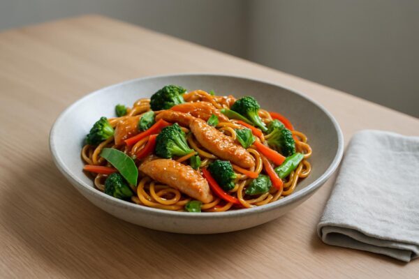 Kycklingwok med nudlar