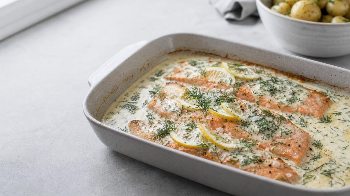 Lax i ugn med dill, den perfekta middagen för fridfulla kvällar.