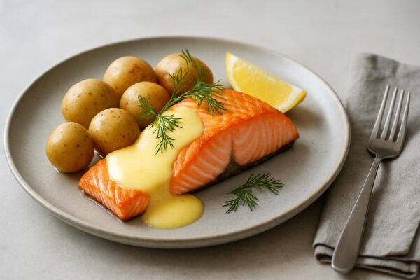 Lax med potatis och hollandaisesås
