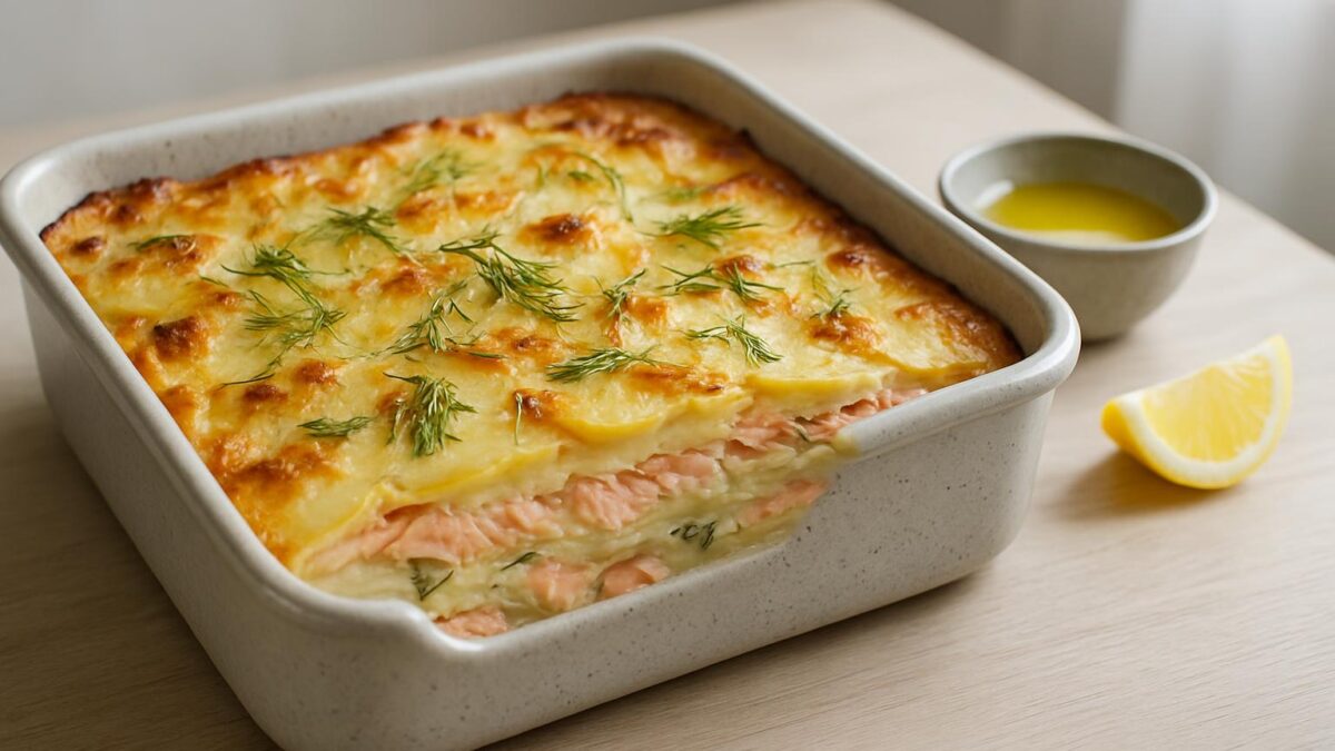 Laxpudding är en krämig vardagslyx med dill och potatis i solen till helgen.