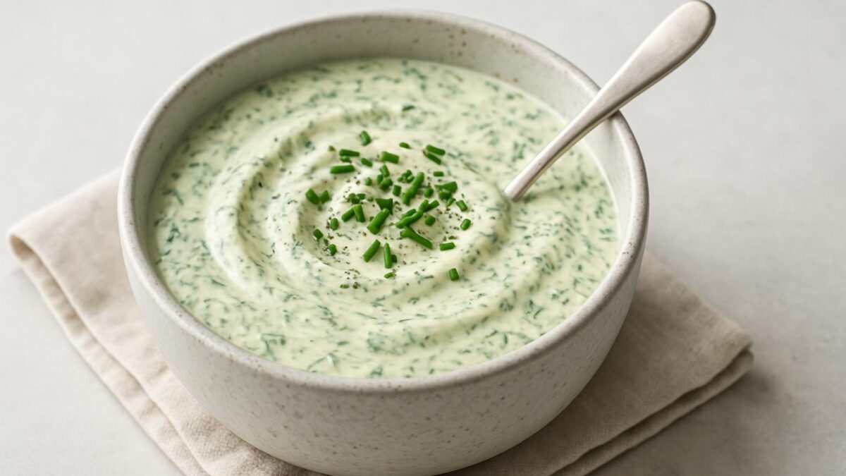 Örtsås med crème fraîche, en frisk örtig sås som lyfter varje rätt.