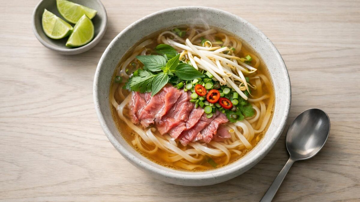 Pho – vietnamesisk nudelsoppa med nötkött en fräsch måltid som värmer själen under vardagen.