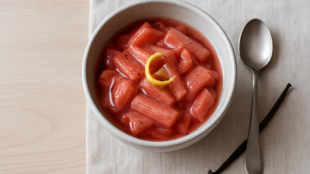 Rabarberkompott förför din smak med frisk citrus och sommarens mjuka sötma njut.