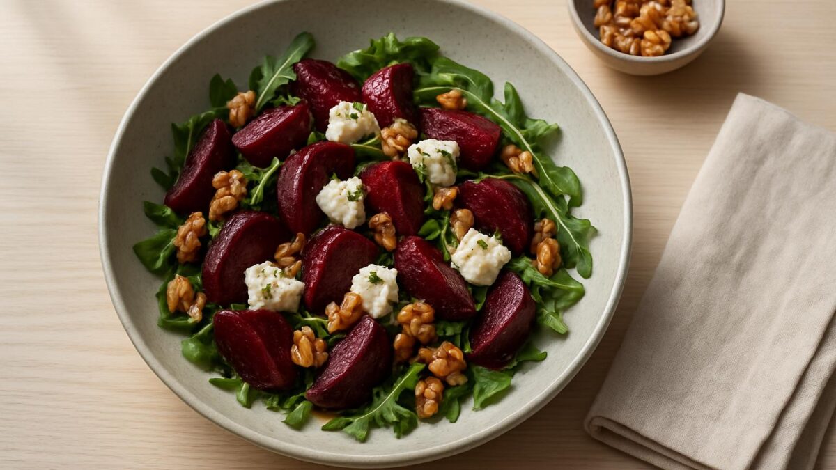 Rödbetssallad med chèvre en färgglad sommarstund vid bordet för alla att njuta av
