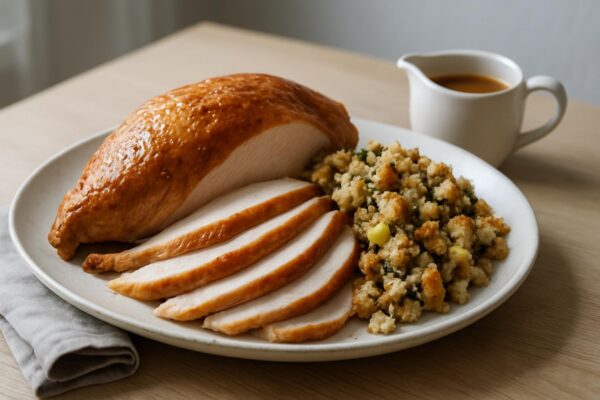 Saftig kalkon i ugn med fyllning och skysås