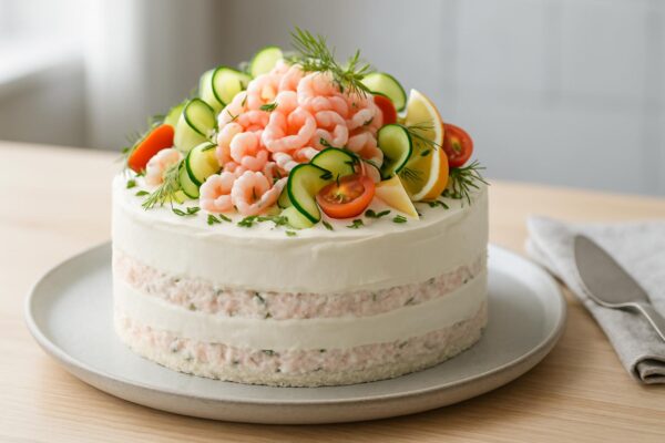 Smörgåstårta – klassisk med skinkröra och räkröra