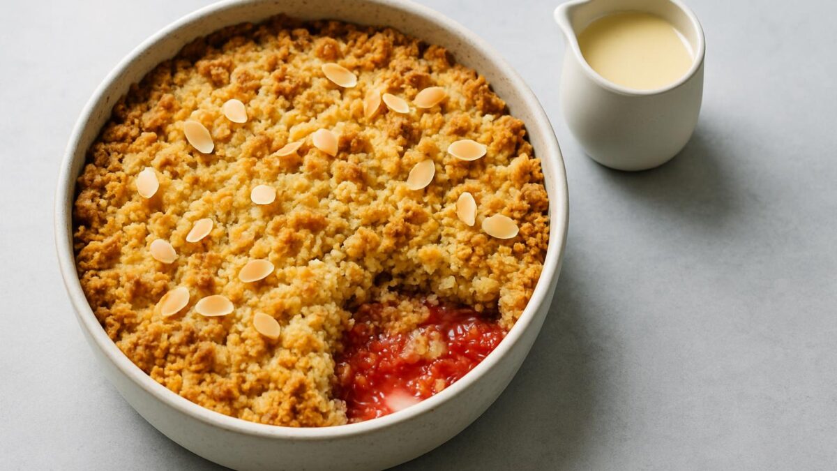 Smulpaj med rabarber ger somrig fika för lata dagar av njutning.