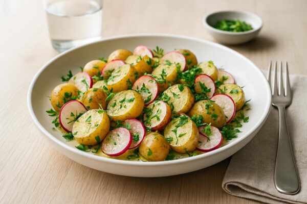 Somrig potatissallad med färskpotatis och örter