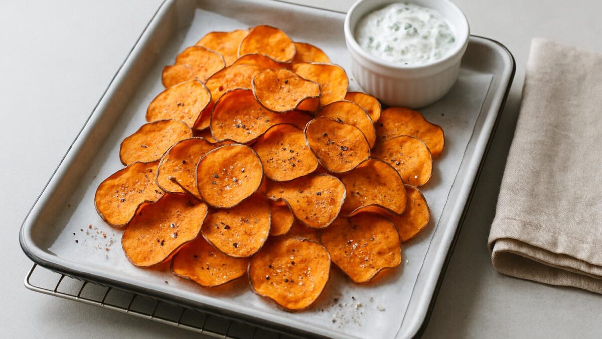 Sötpotatischips som passar som helgmys och goda stunder med vänner.