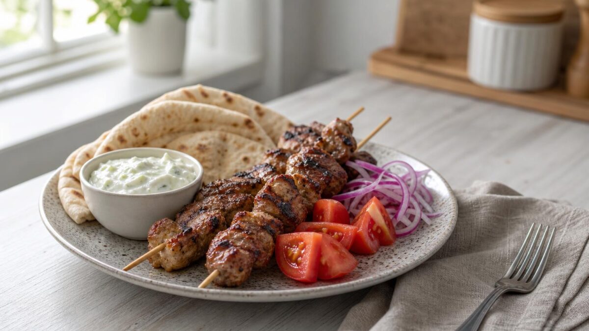 Souvlaki – grekiska grillspett med tzatziki, den perfekta måltiden för alla tillfällen.