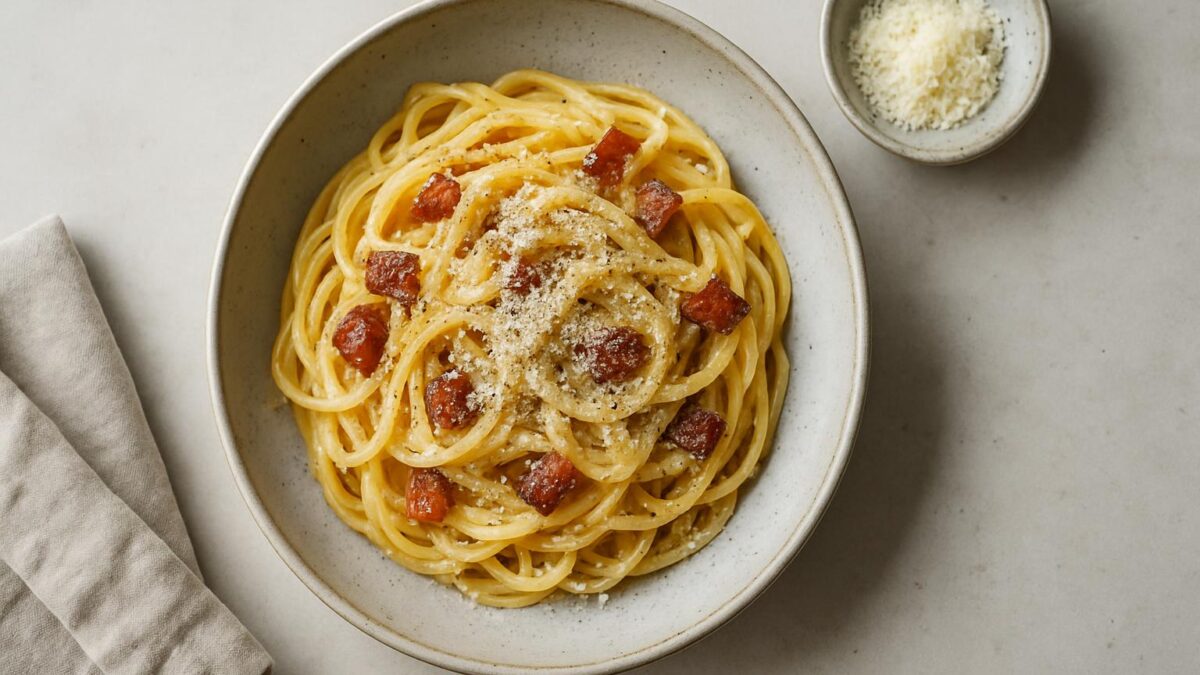 Spaghetti carbonara lyser upp eviga vardagskvällar med enkel glädje och snabb mättnad.