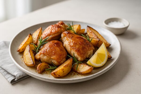 Stekt kyckling med klyftpotatis