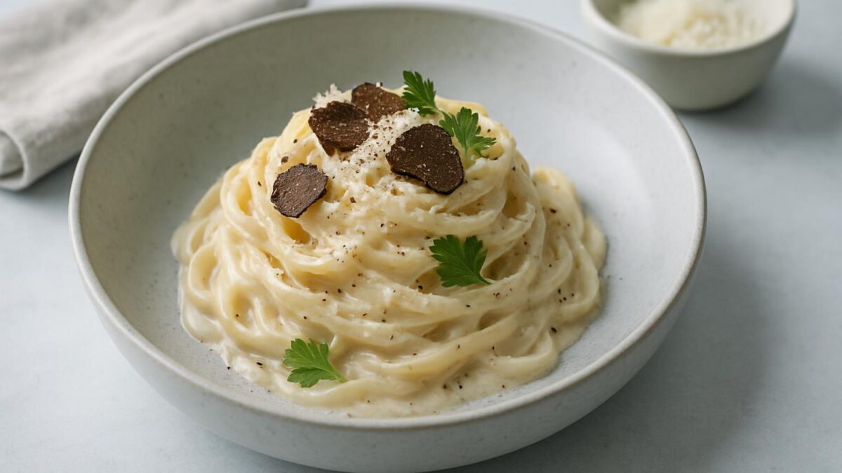 Tryffelsås till pasta en lyxig vardagsmiddag som gör kvällen varm och speciell.