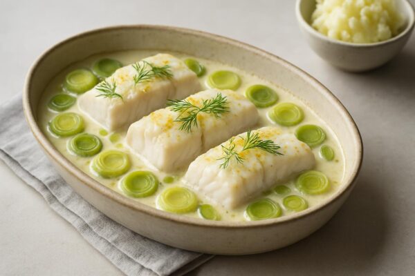 Ugnsbakad torsk med purjolök