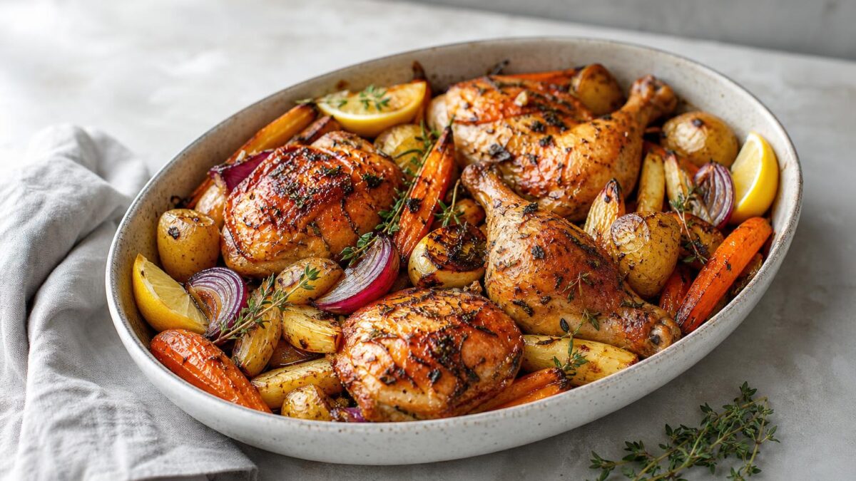 Ugnsstekt kyckling med rotfrukter - en enkel vardagsmiddag för hela familjen.