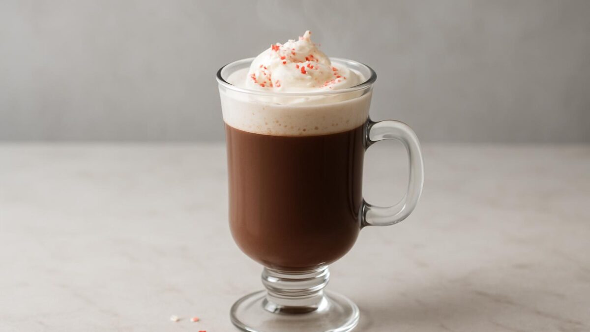 Varm choklad med pepparmintlikör – den perfekta vintervärmaren för mysiga stunder.