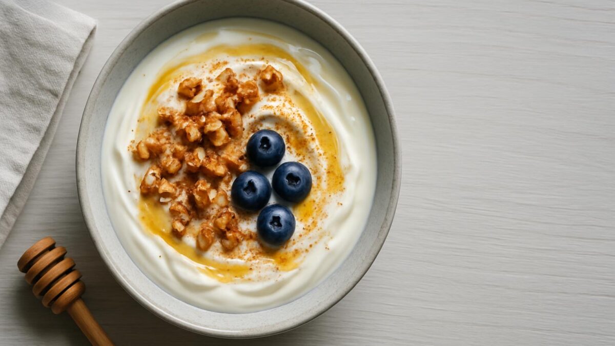 Yoghurt med honung och valnötter en krämig start på dagen.