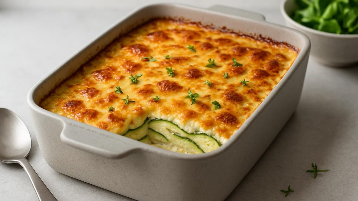 Zucchinigratäng ger en varm, stärkande måltid perfekt för vardag och fest, njutning.